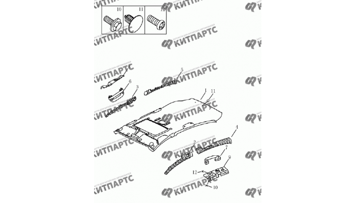 Обивка потолка с люком (хетчбэк) Geely