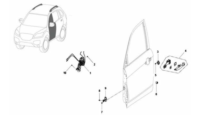 Замок и ручка передней двери Lifan